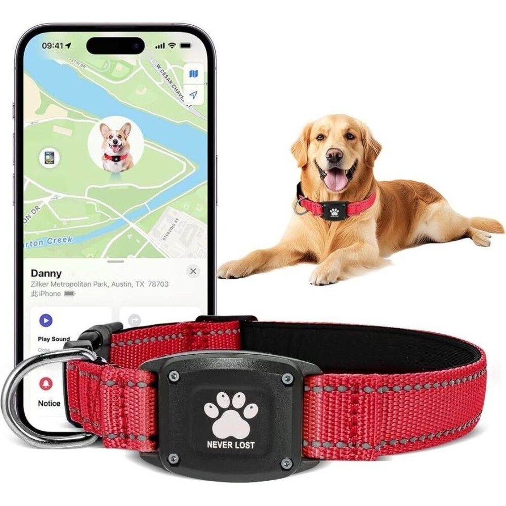 NEW GPS Dog Collar Tracker 2-in-1, Reflective Waterproof Collar. Free Shipping